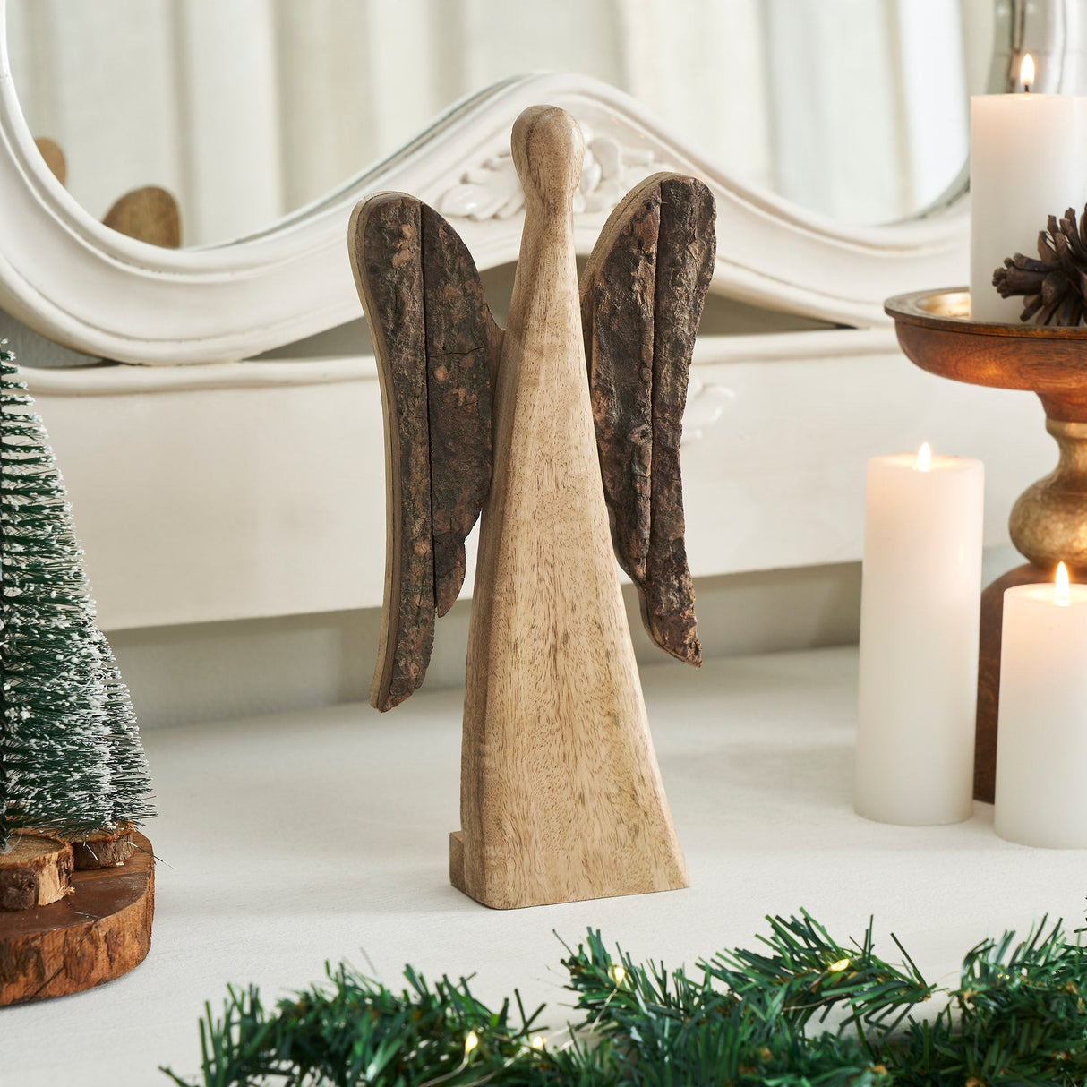 Natural and Dark Wooden Angel