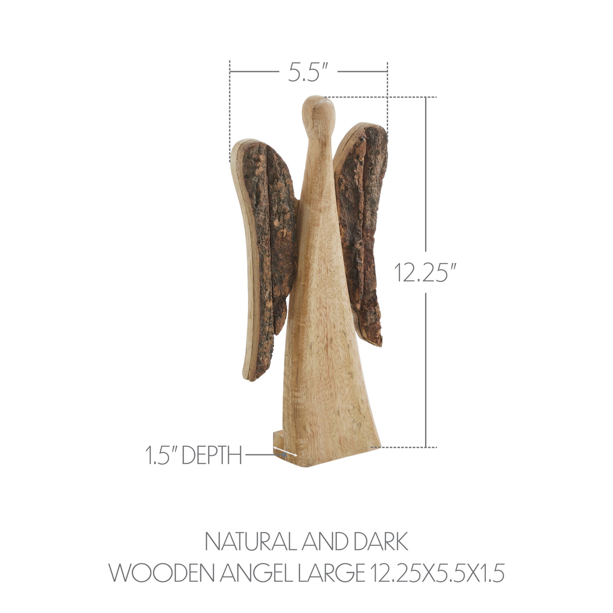 VHC Brands 2PC Natural and Dark Wooden Angel ,Small and Large