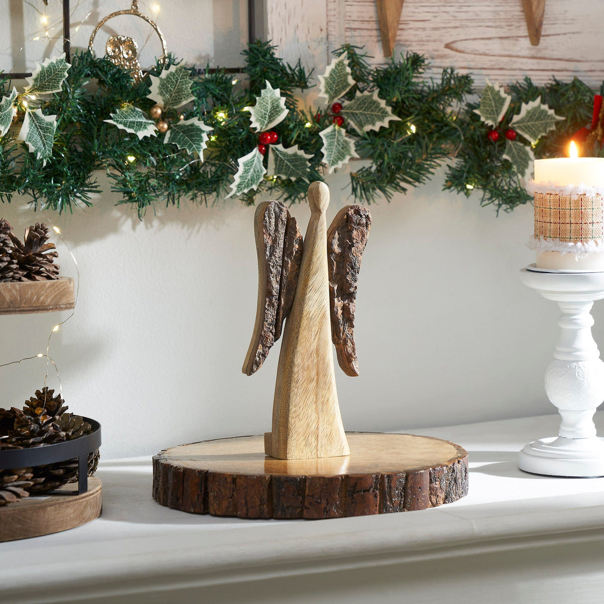 Natural and Dark Wooden Angel