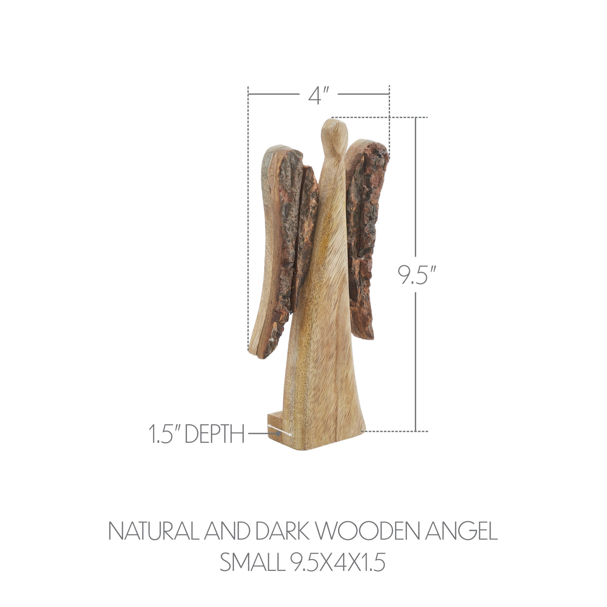 VHC Brands 2PC Natural and Dark Wooden Angel ,Small and Large
