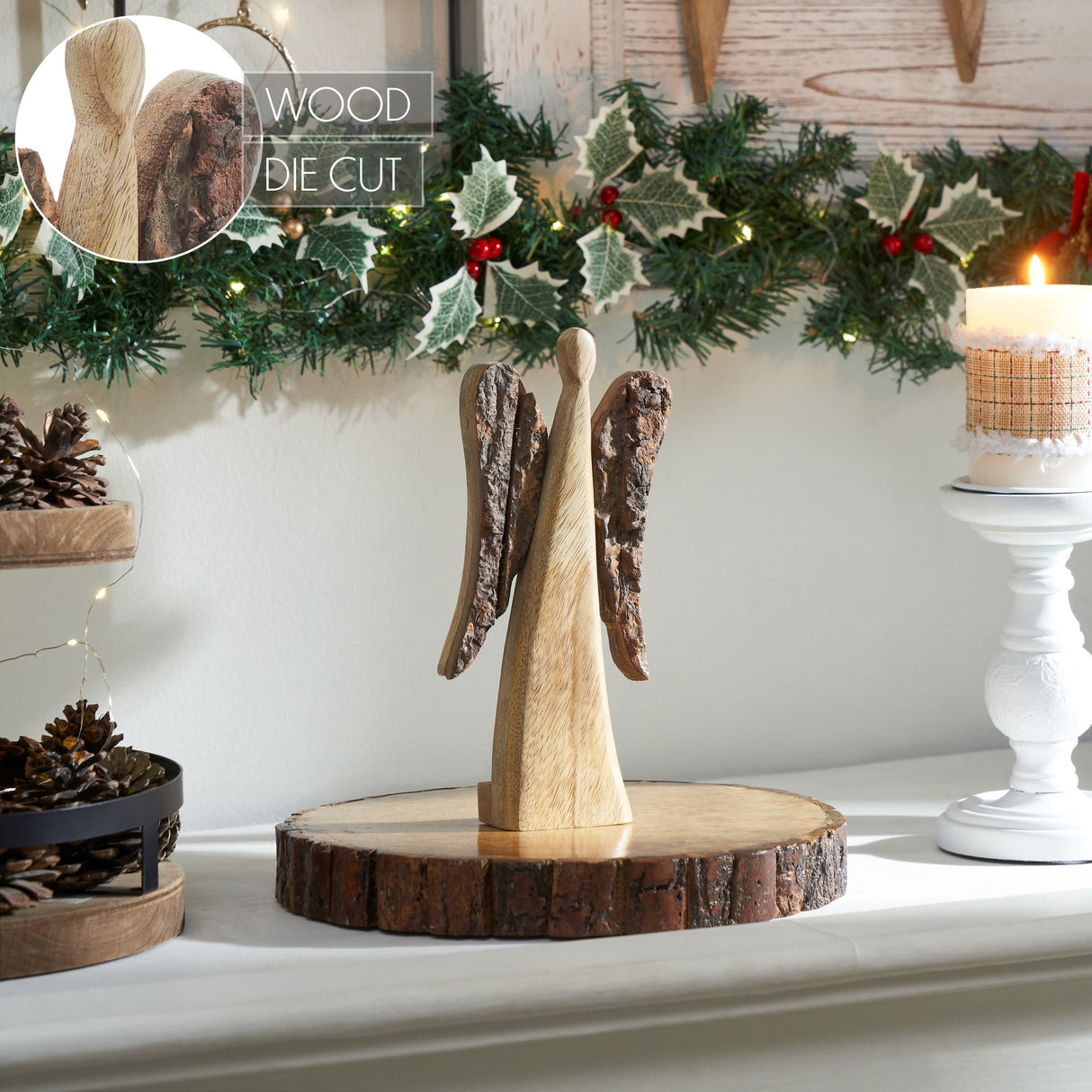 Natural and Dark Wooden Angel