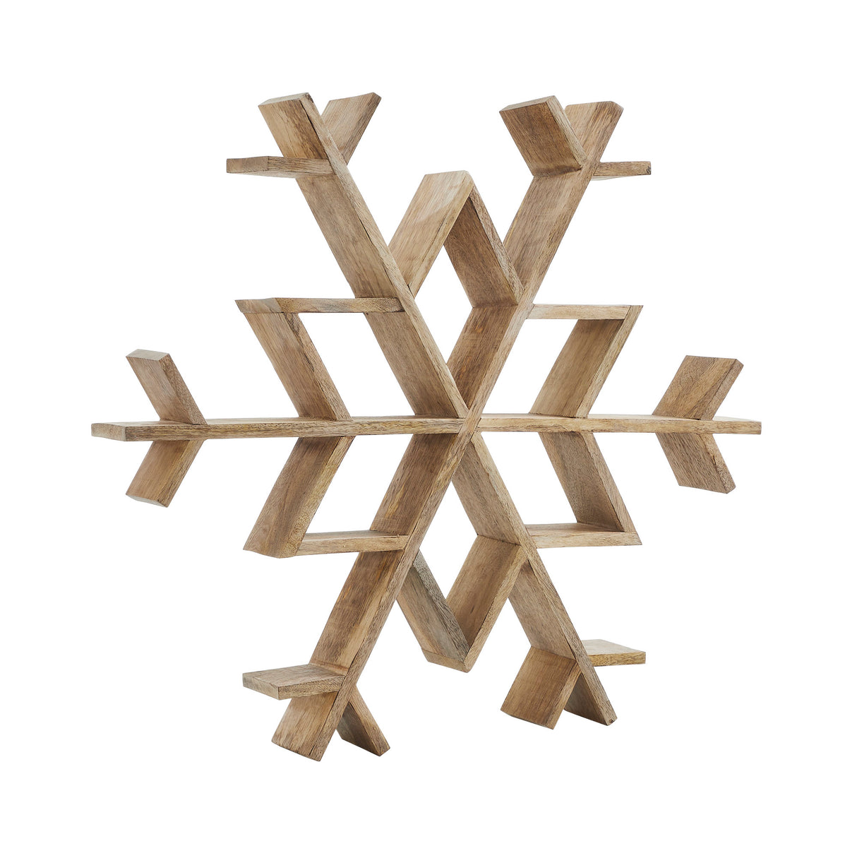 VHC Brands 2PC Natural Wooden Snowflake ,Small and Large