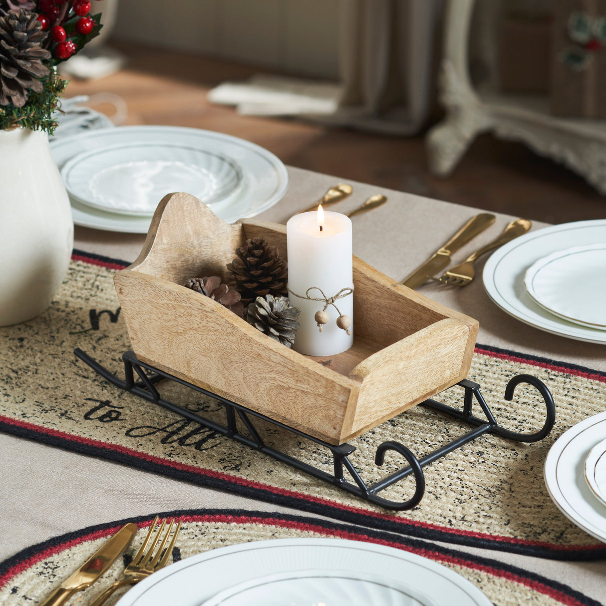 Snow Ride Natural Wooden Sleigh 6x14.75x5.75