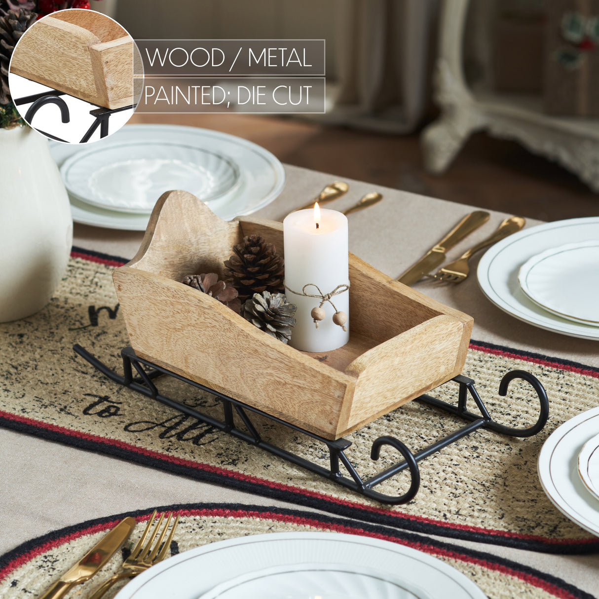 Snow Ride Natural Wooden Sleigh 6x14.75x5.75