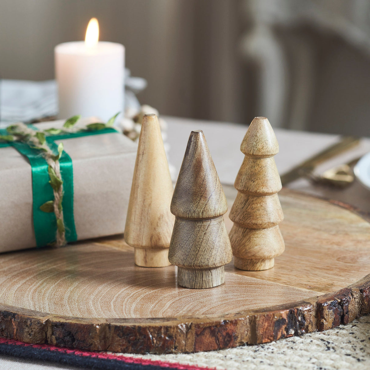 Conical Wooden Tree Set of 3
