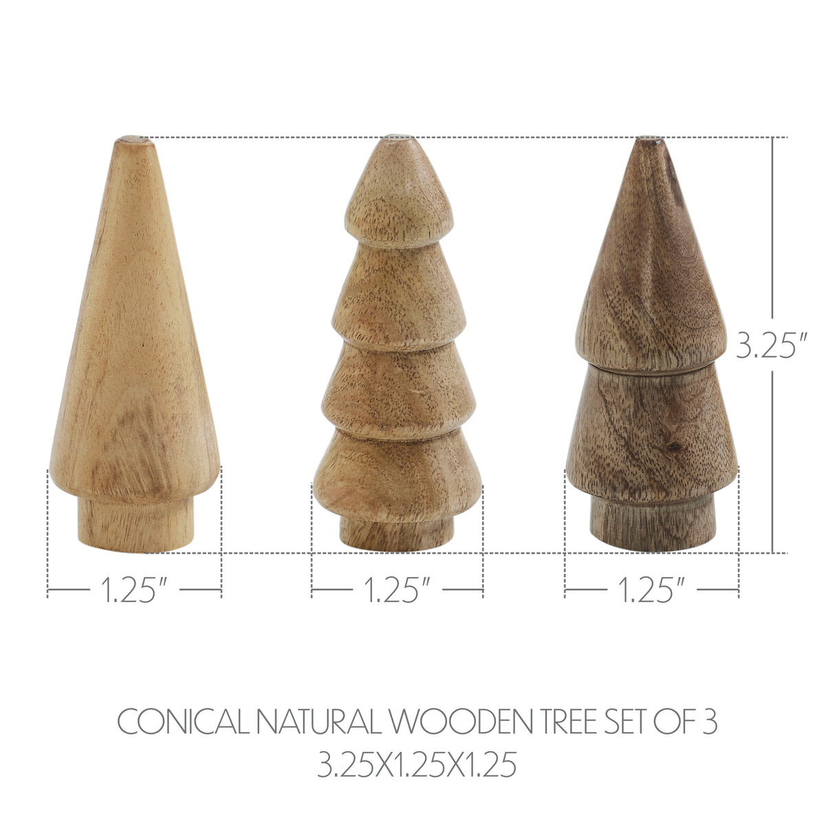 Conical Wooden Tree Set of 3