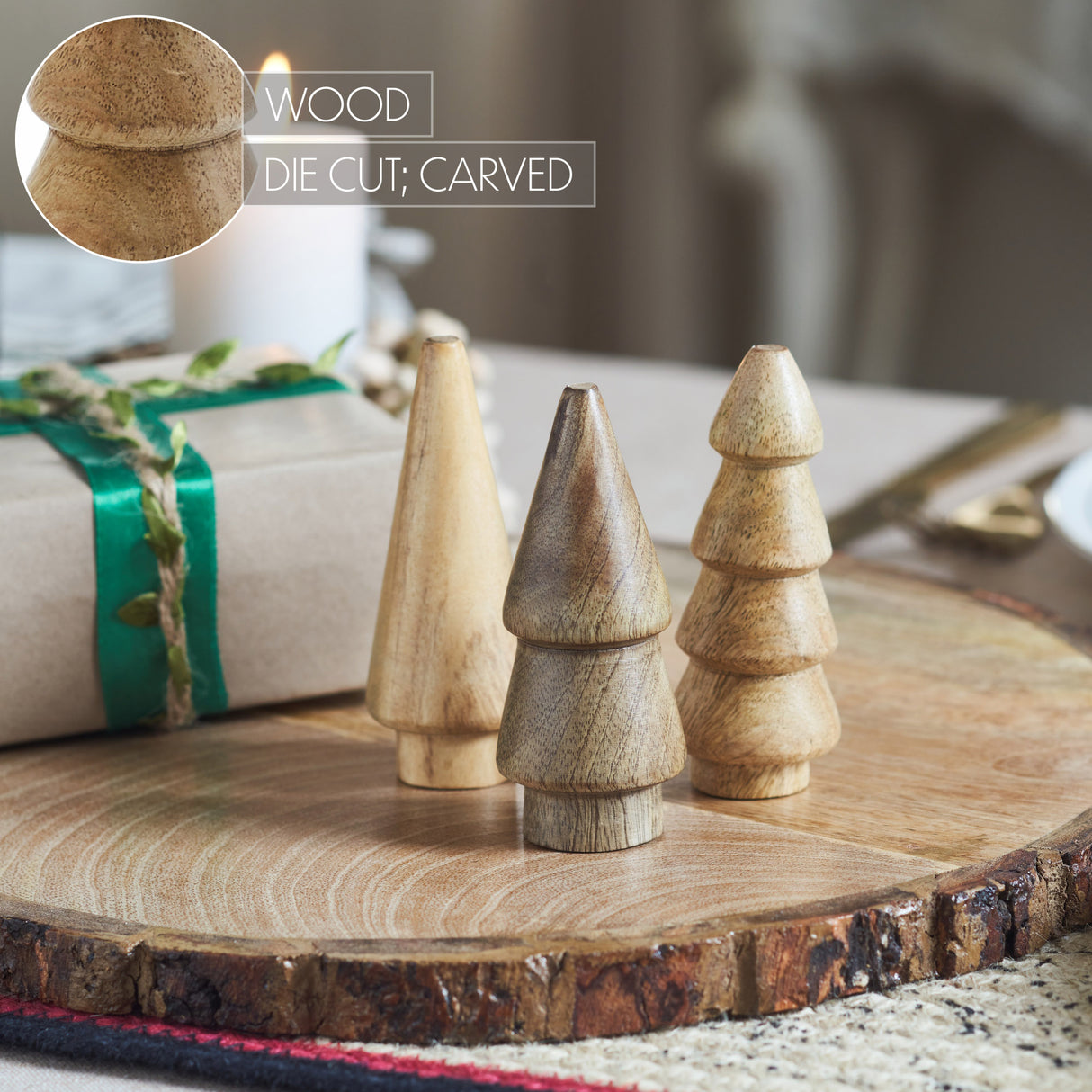 Conical Wooden Tree Set of 3
