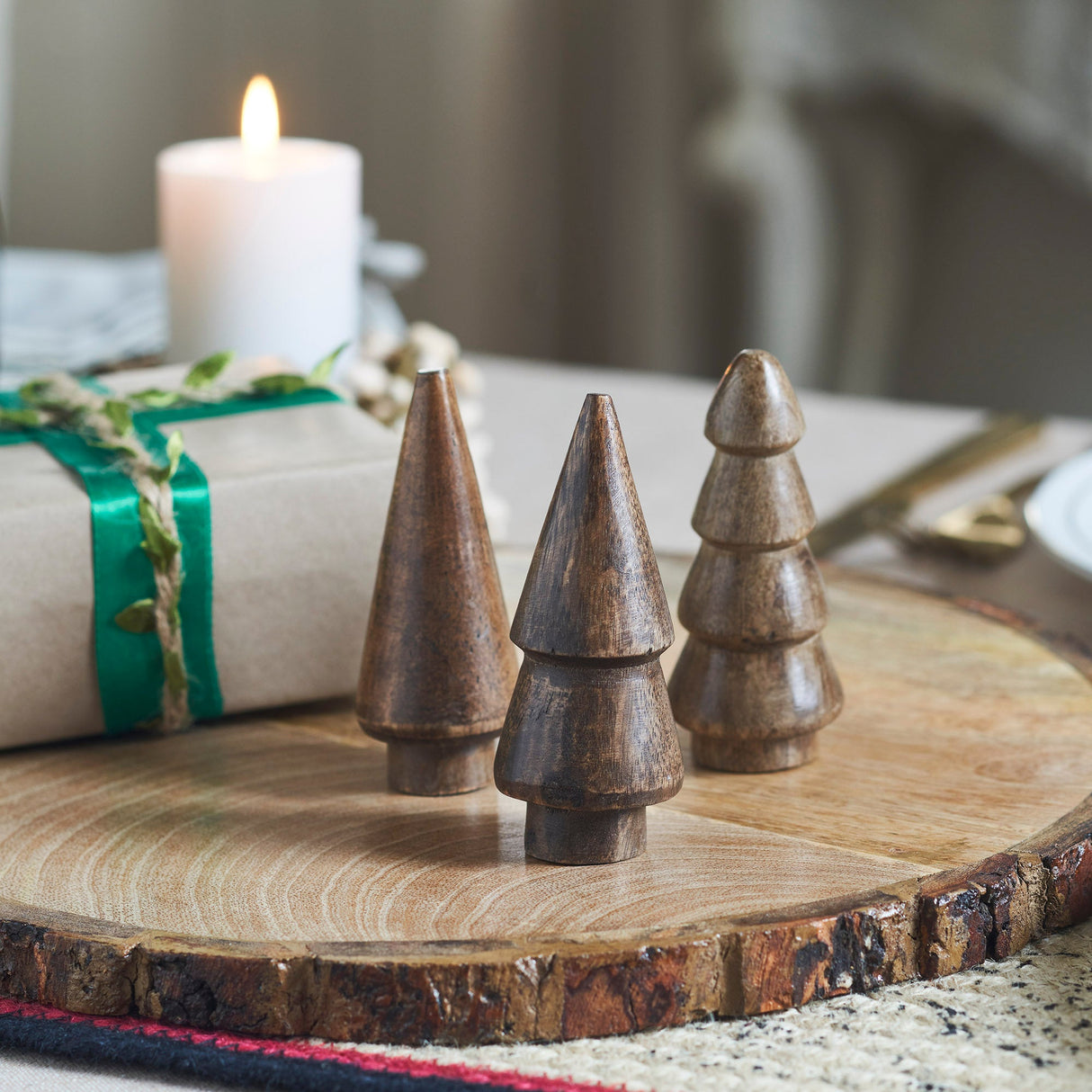 Conical Wooden Tree Set of 3