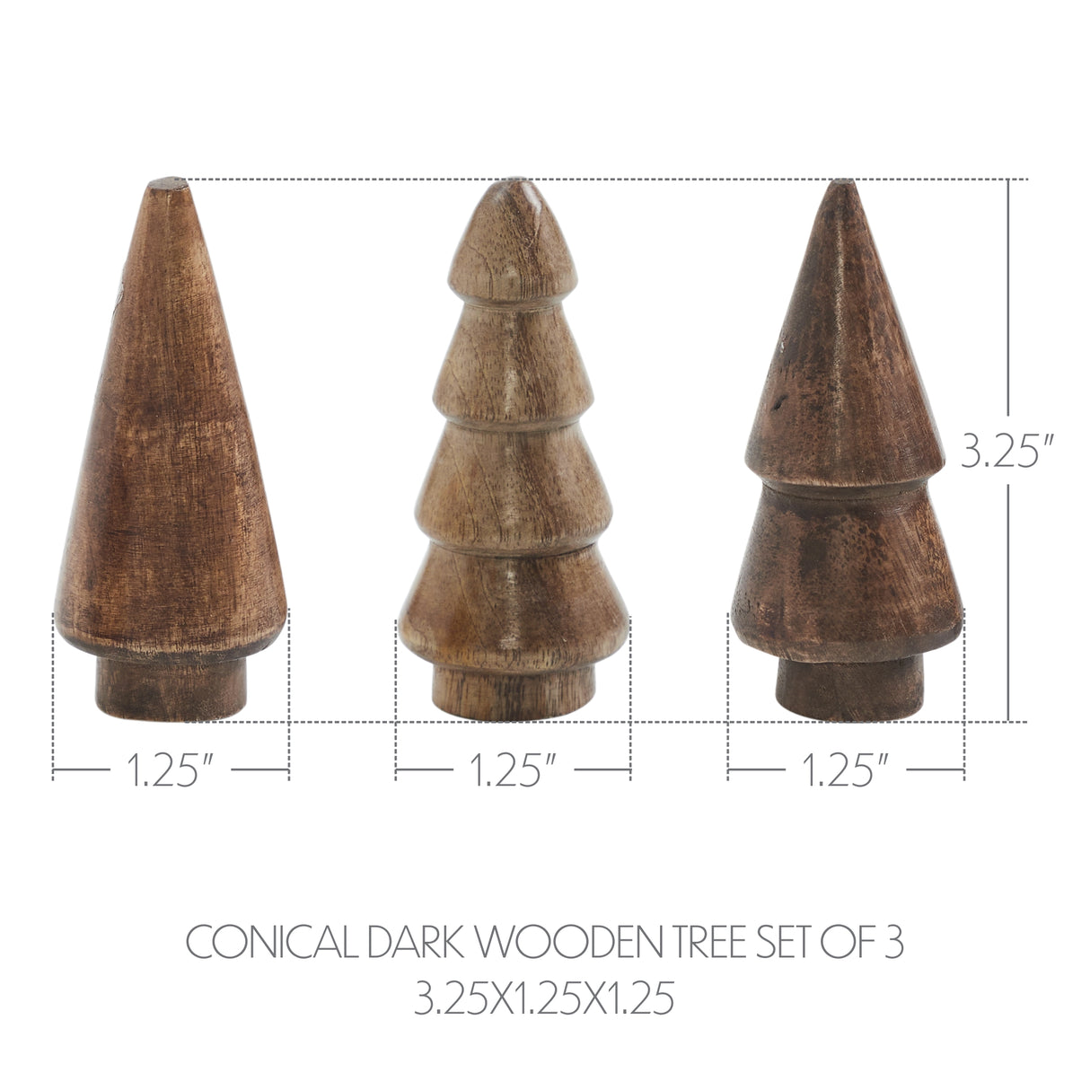 Conical Wooden Tree Set of 3