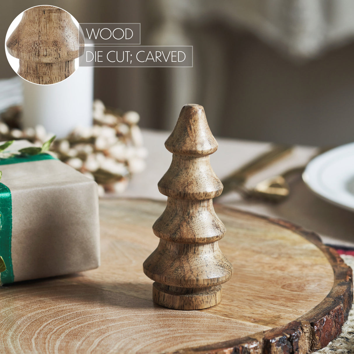 Dark Finish Four-Tiered Hand Turned Wooden Tree