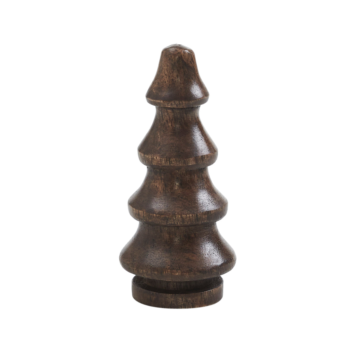 Dark Finish Four-Tiered Hand Turned Wooden Tree