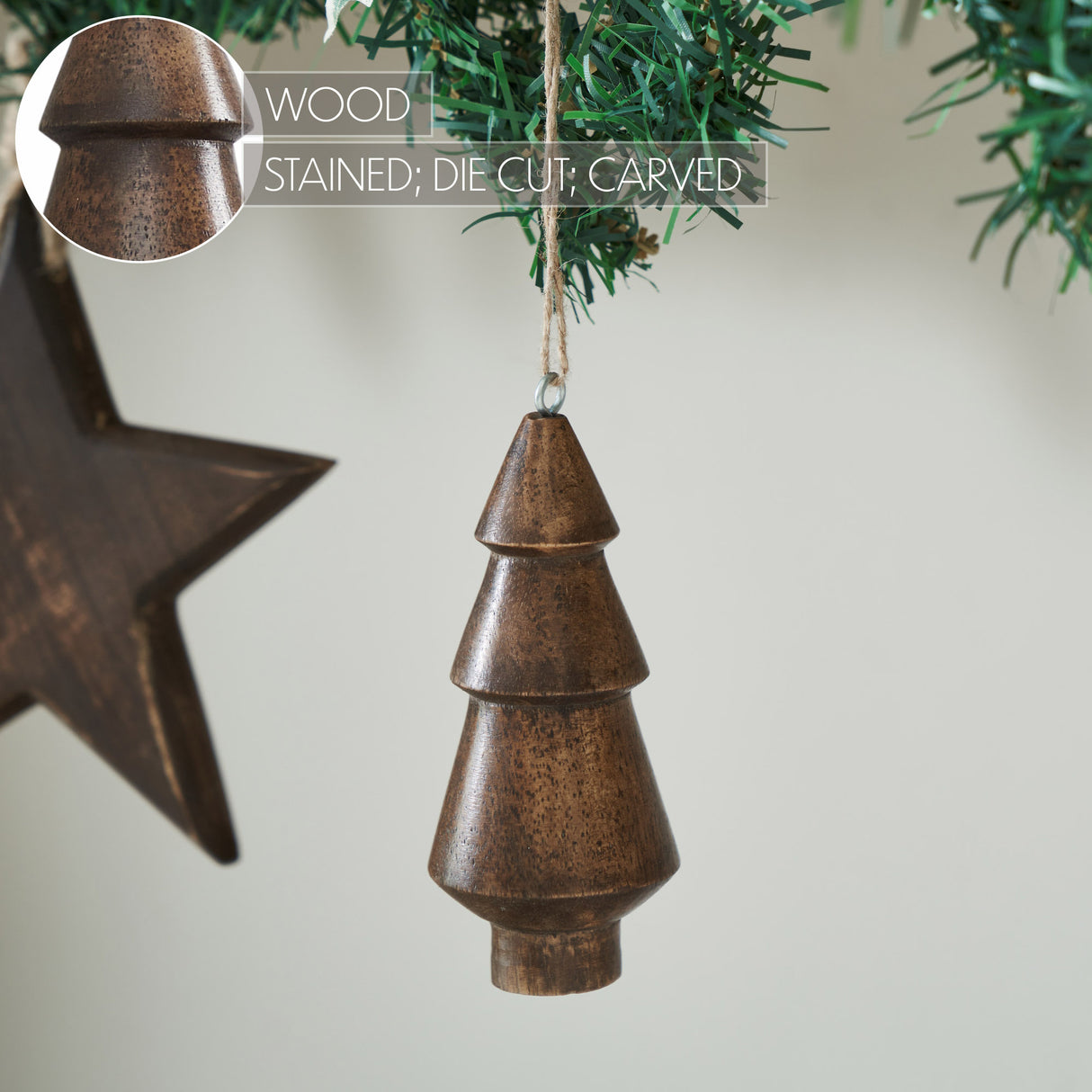 Dark Finish Three-Tiered Hand Turned Tree 4.5x2x2 Set of 6