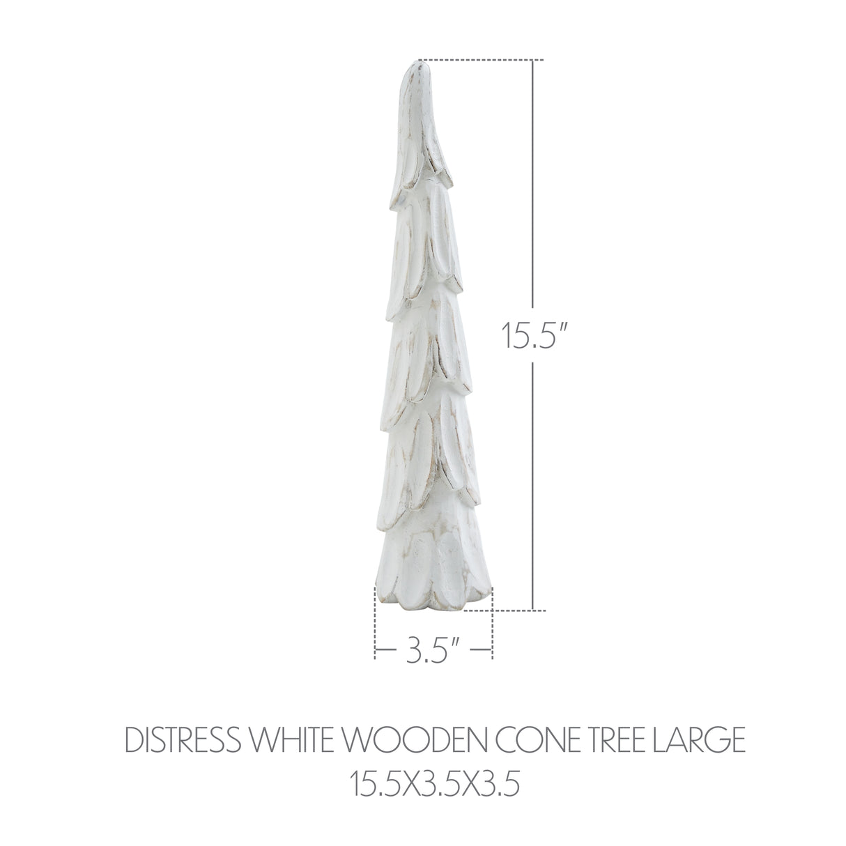 VHC Brands 2PC Distress White Wooden Cone Tree ,Small and Large