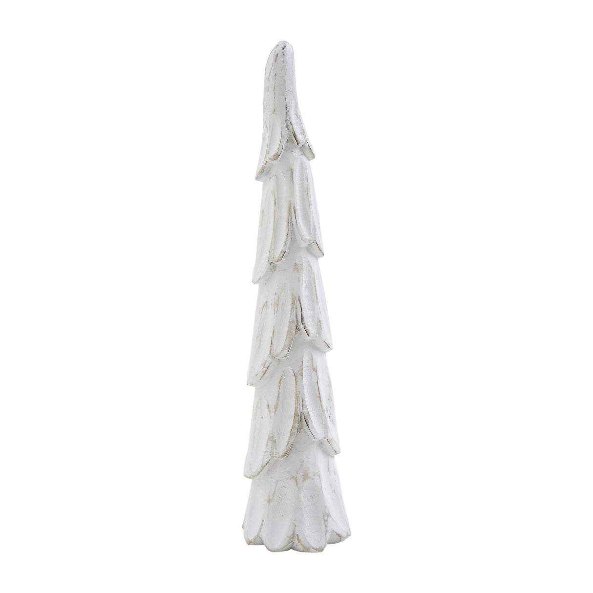VHC Brands 2PC Distress White Wooden Cone Tree ,Small and Large