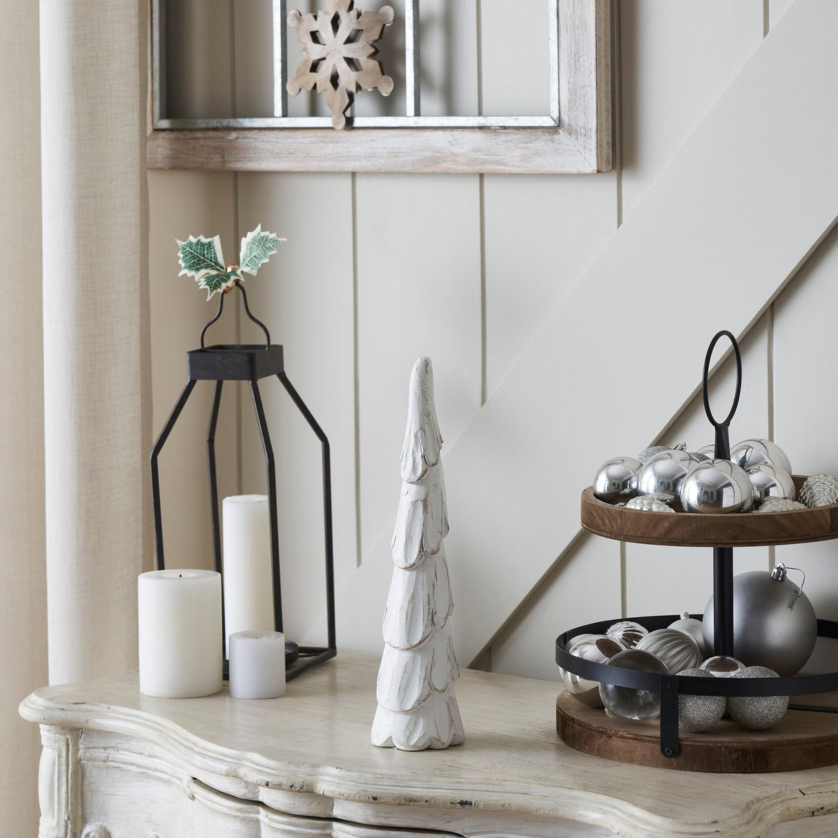 Distress White Wooden Cone Tree