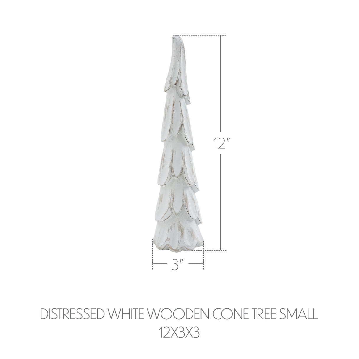 VHC Brands 2PC Distress White Wooden Cone Tree ,Small and Large