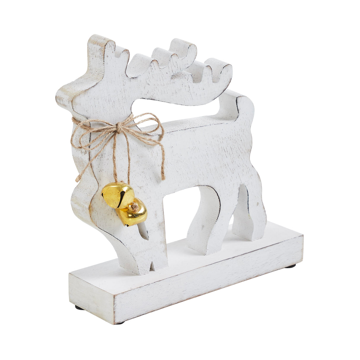 Winter Walk Distressed White Wooden Reindeer