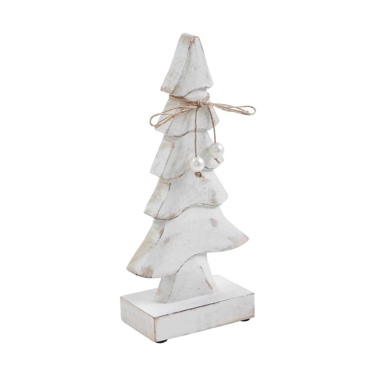 VHC Brands 2PC Pretty in Pearl Distressed White Wooden Tree ,Small and Large