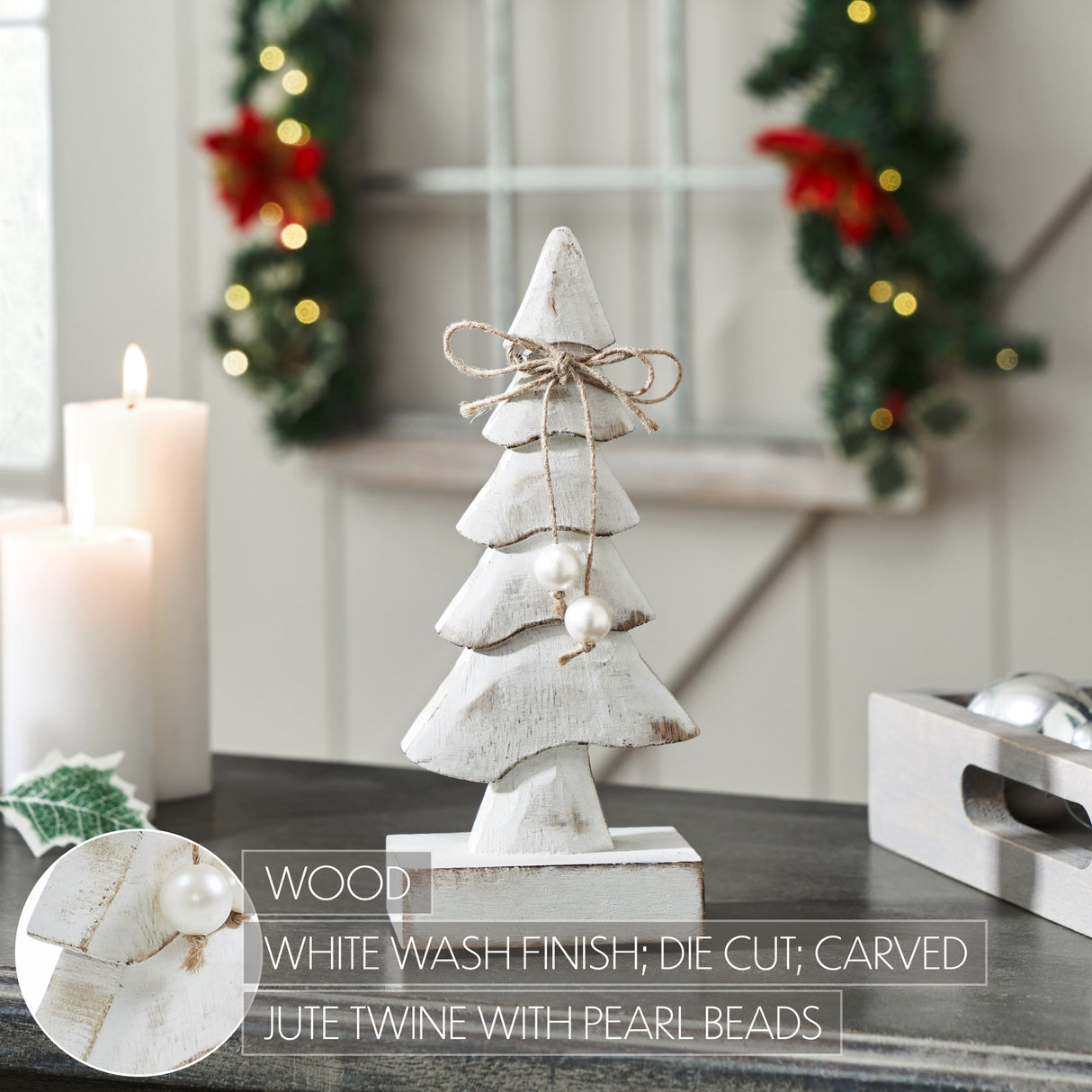 Pretty in Pearl Distressed White Wooden Tree Large
