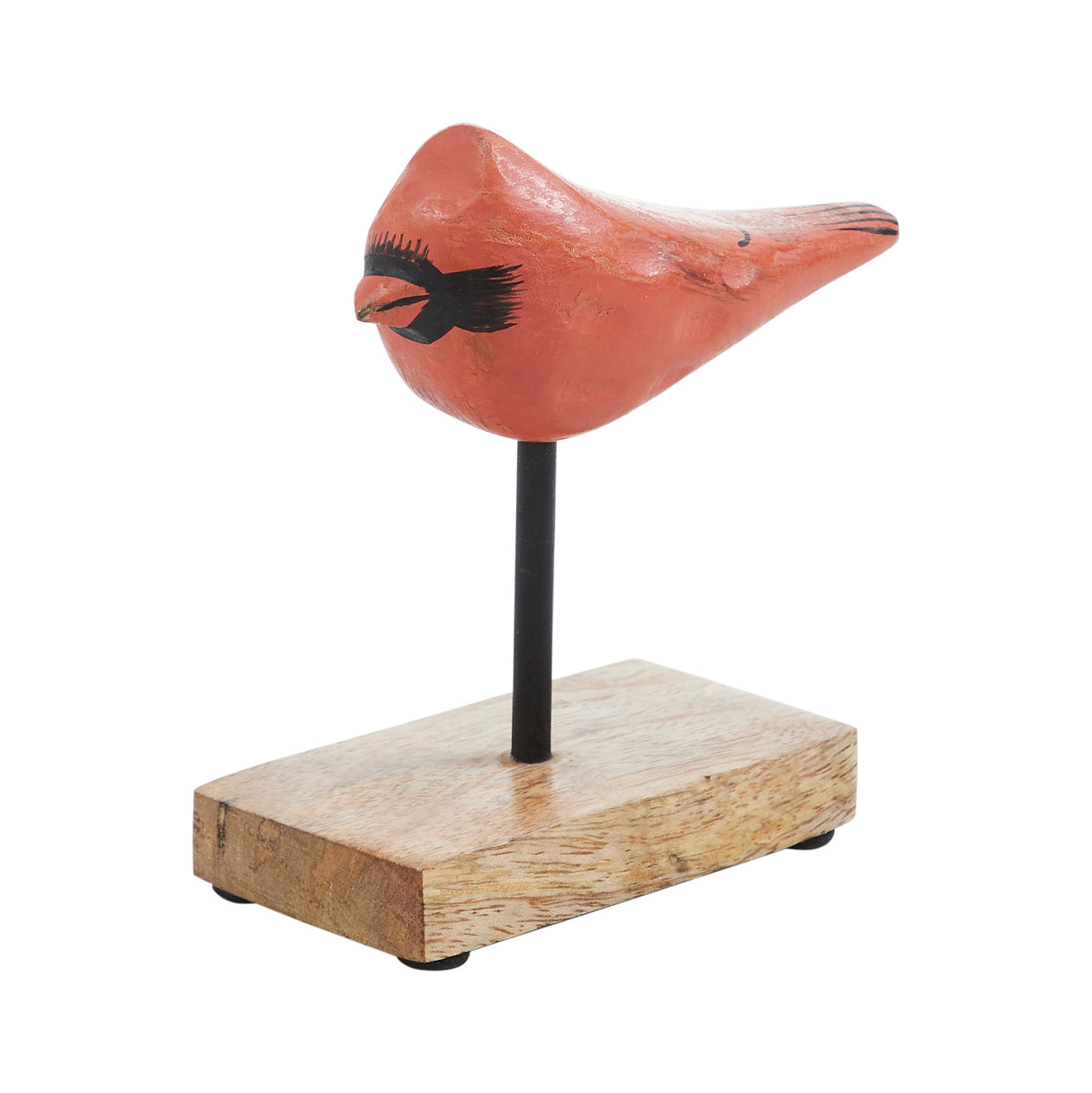 In Flight Natural Wooden Cardinal on Metal Stand 5x5x2