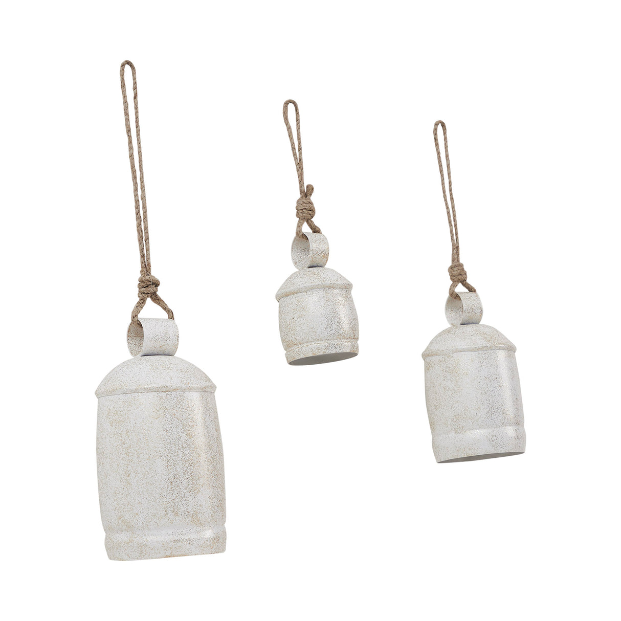 White Washed Gold Glitter Metal Bell Set of 3 - 4.5/5.75/7.5 inch