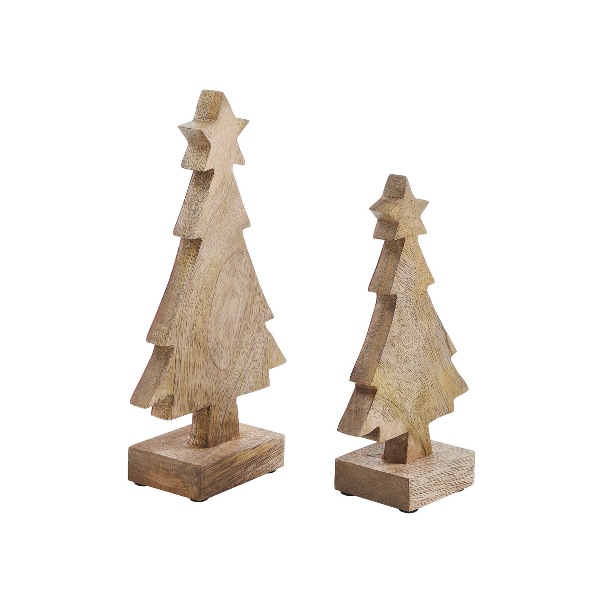 Red Plaid Natural Wooden Tree Set of 2 - 8x4.5x2.25/9.75x5.5x2.25