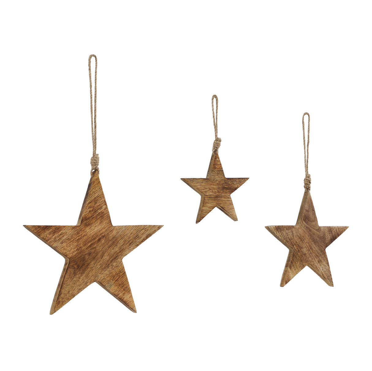 Distressed Dark Wooden Star Ornament Set of 3 - 5.5/8/10 inch