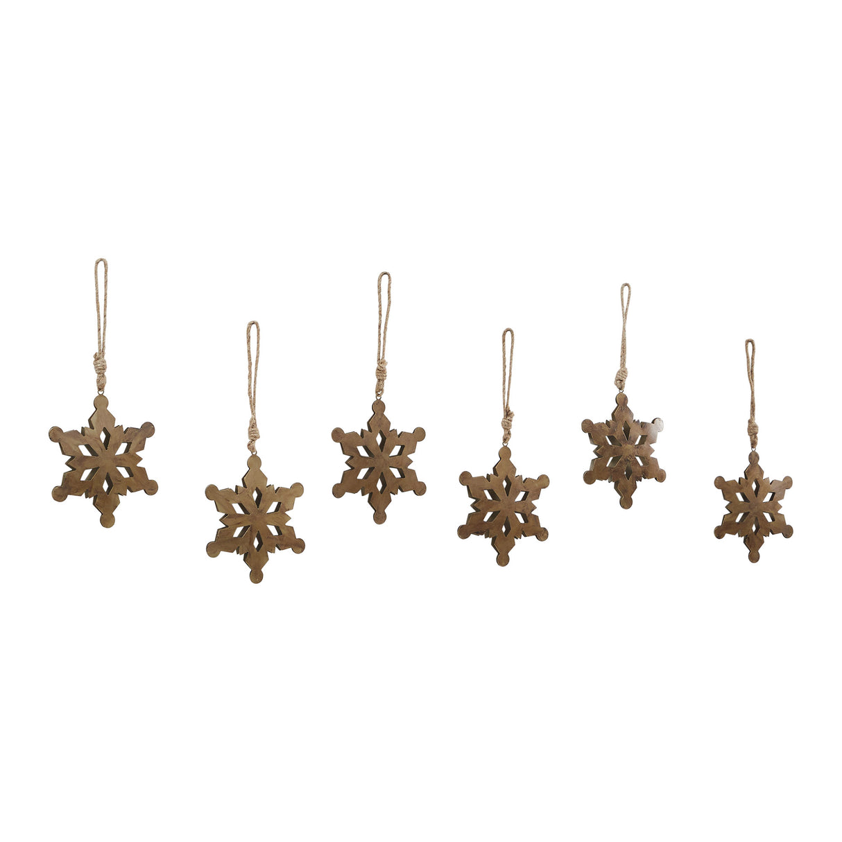 Antique Gold Metal Snowflake Ornament Set of 6 - 6 inch