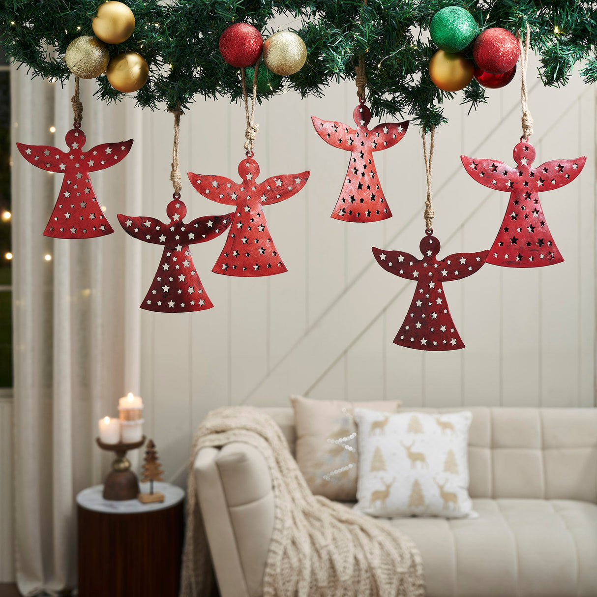 Metal Angel Ornament Set of 6 - 6.5 inch