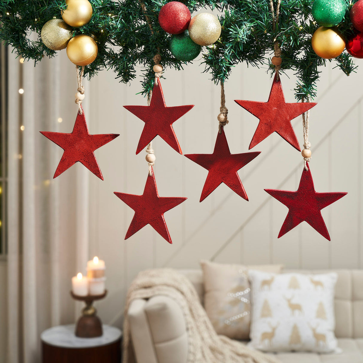 Metal Star Ornament Set of 6 - 6 inch