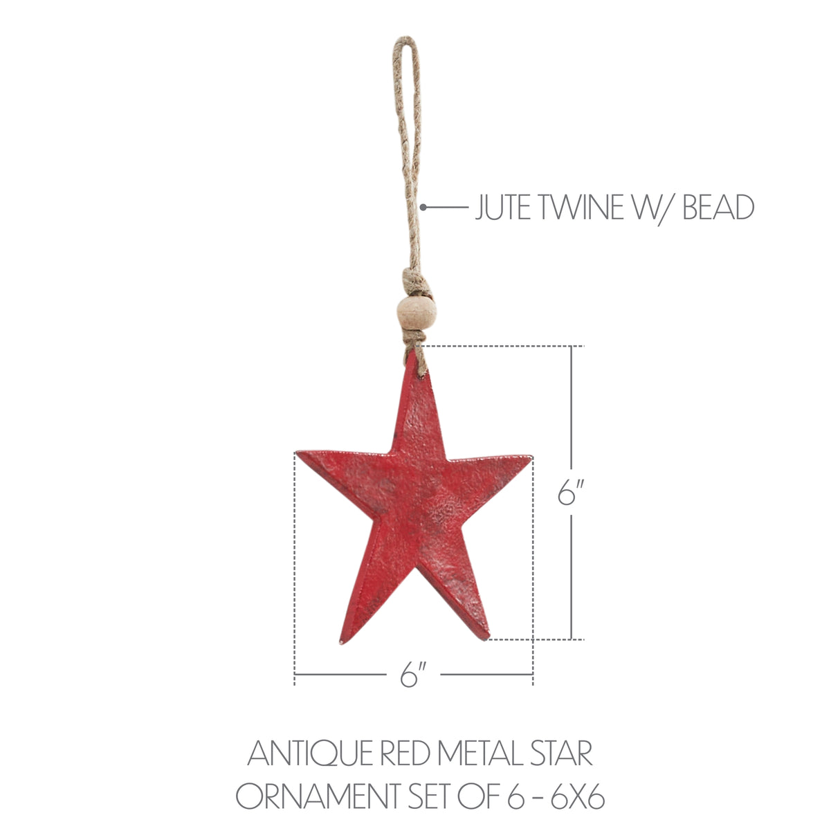 Metal Star Ornament Set of 6 - 6 inch