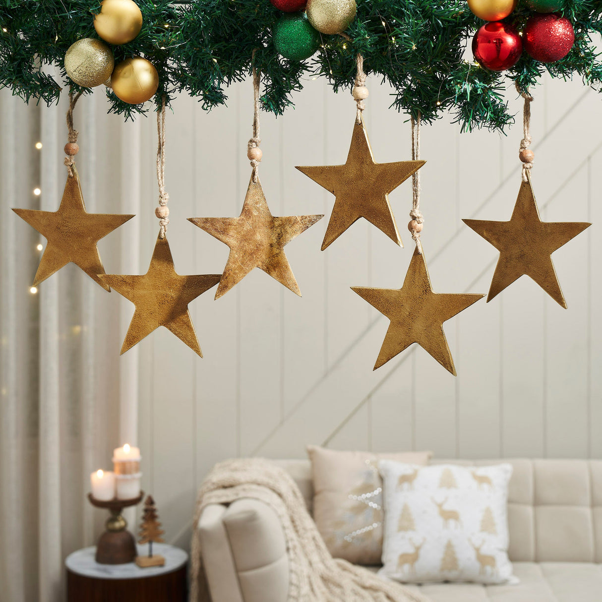 Metal Star Ornament Set of 6 - 6 inch