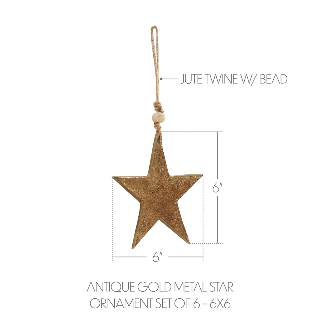 Metal Star Ornament Set of 6 - 6 inch