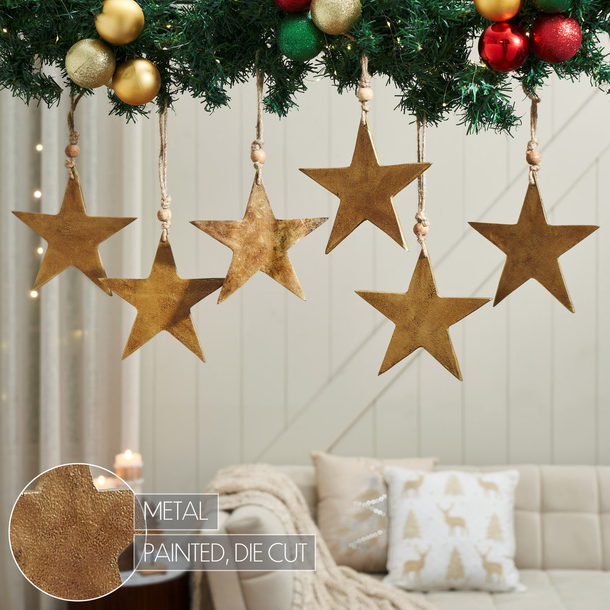 Metal Star Ornament Set of 6 - 6 inch