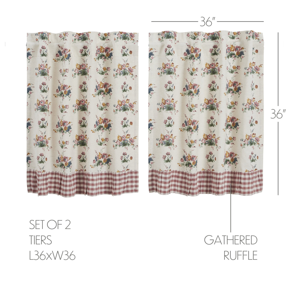 Rosehill Cottage Floral & Gingham Ruffled Cotton Tier Set