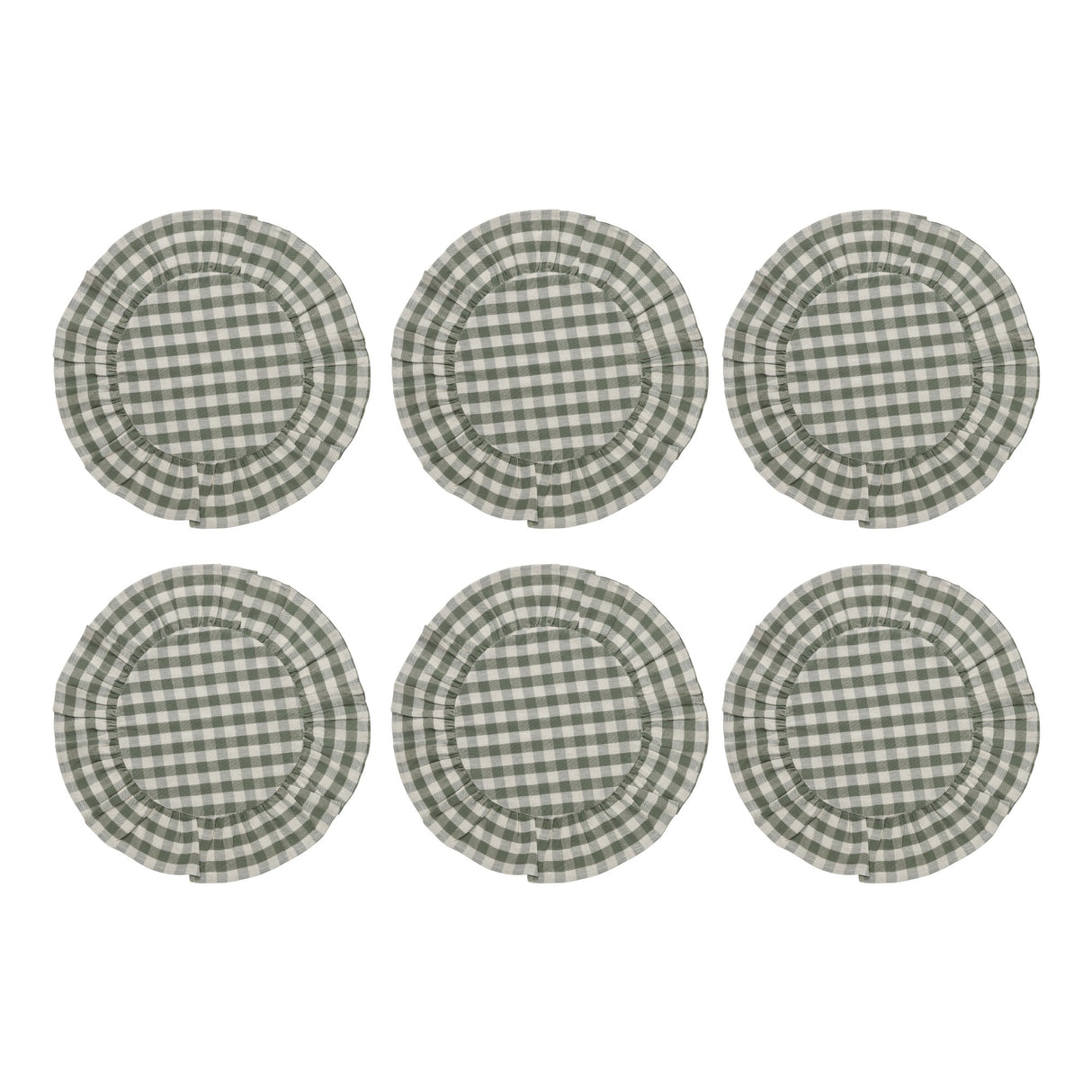 Rosehill Cottage Round Ruffled Cotton Placemats - Set of 6 - 15 in