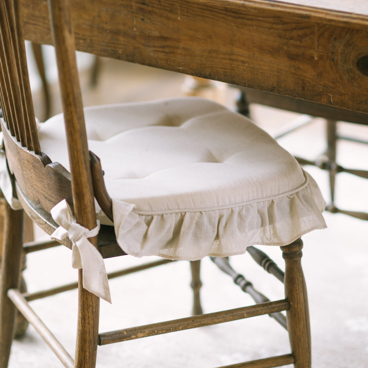Simple Life Flax Natural Cotton Blend Chair Pad - 15.5x17 Cushioned Seat Cushion - VHC Brands