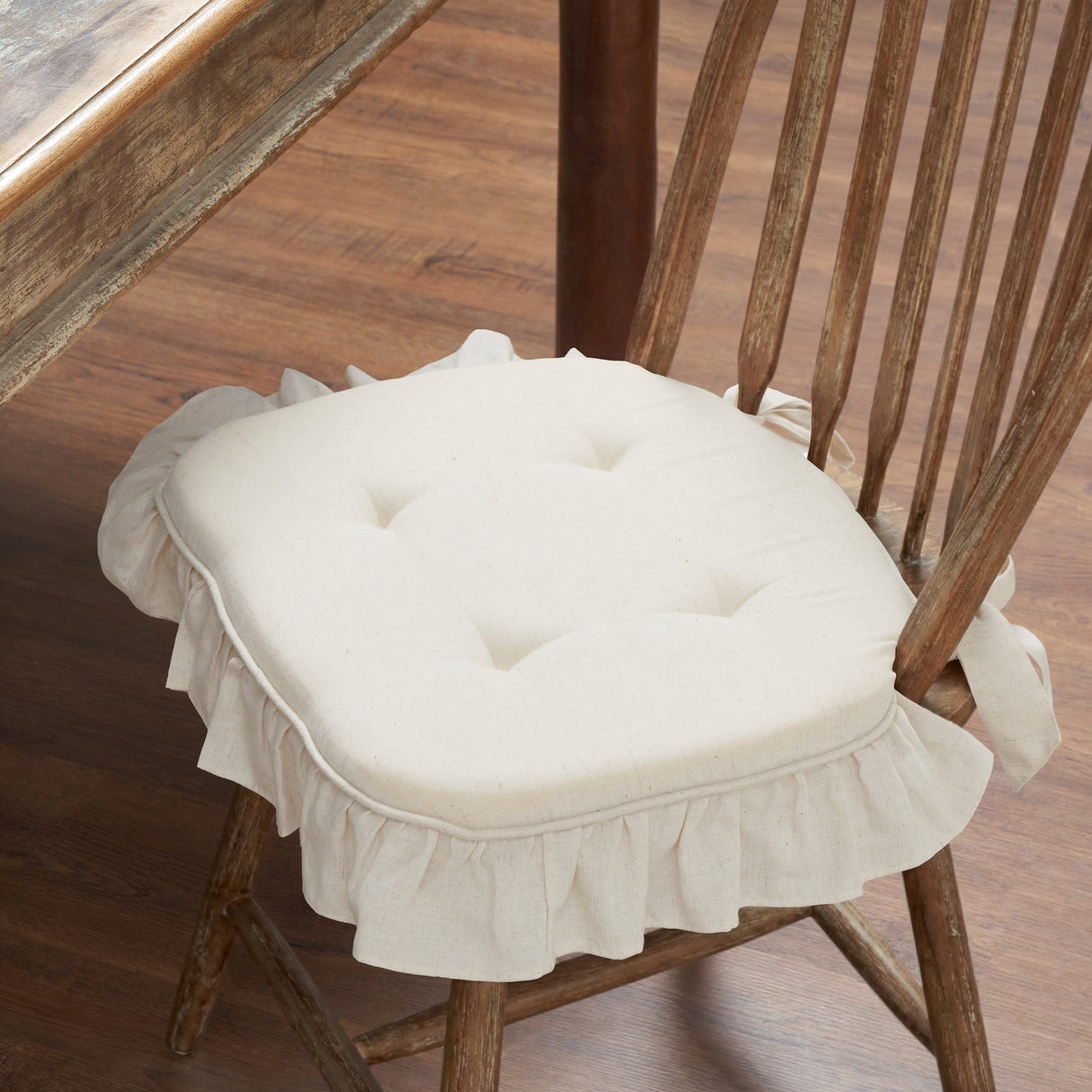Simple Life Flax Natural Cotton Blend Chair Pad - 15.5x17 Cushioned Seat Cushion - VHC Brands