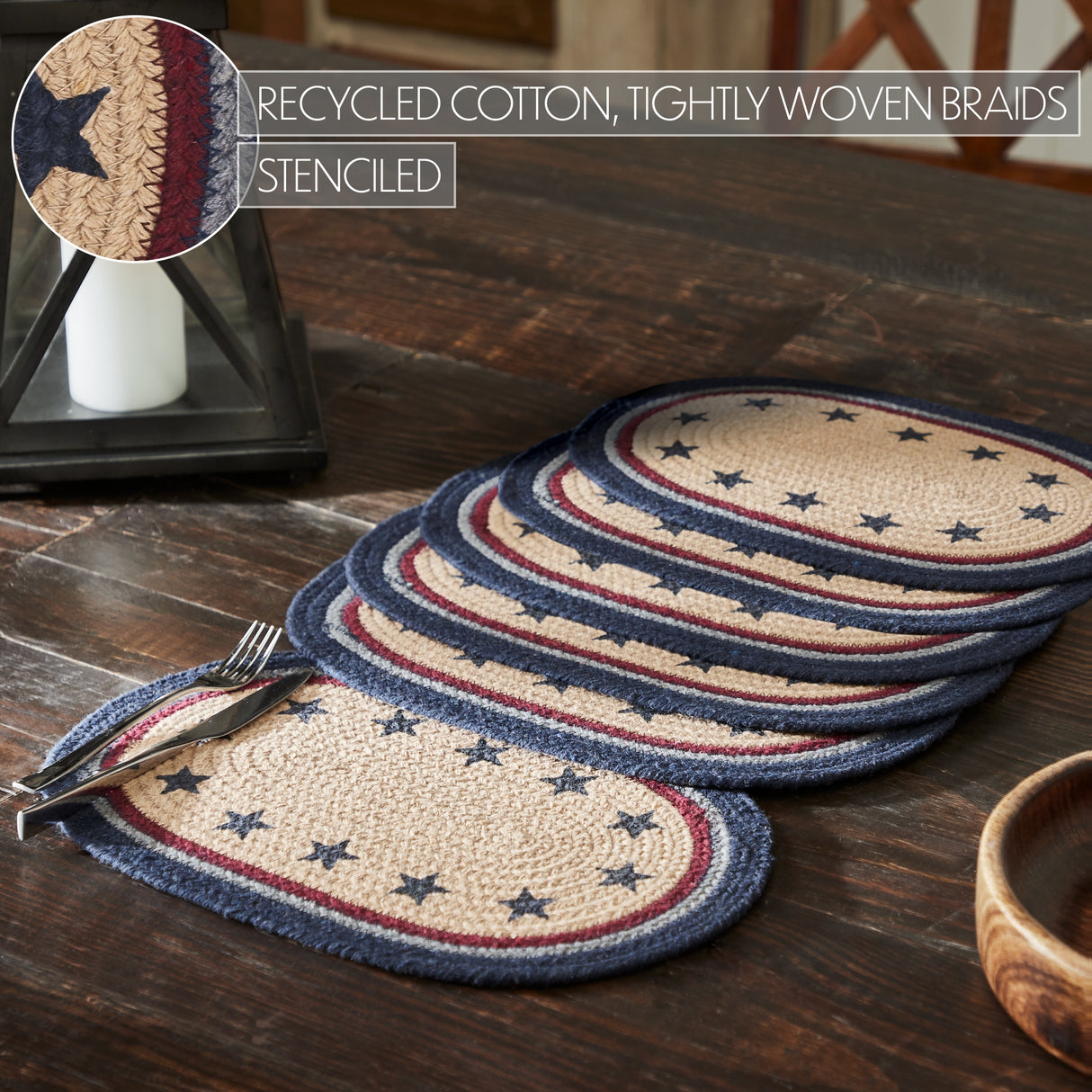 My Country Oval Placemat Stencil Stars Set of 6 10x15