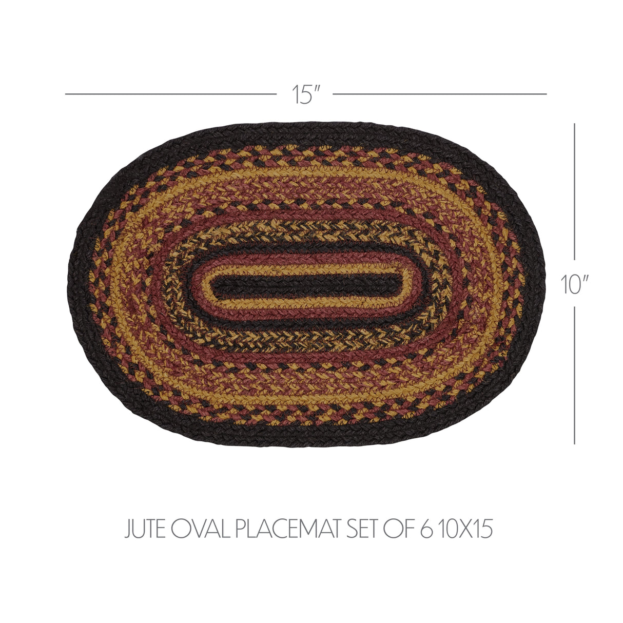Heritage Farms Jute Oval Placemat Set of 6 10x15