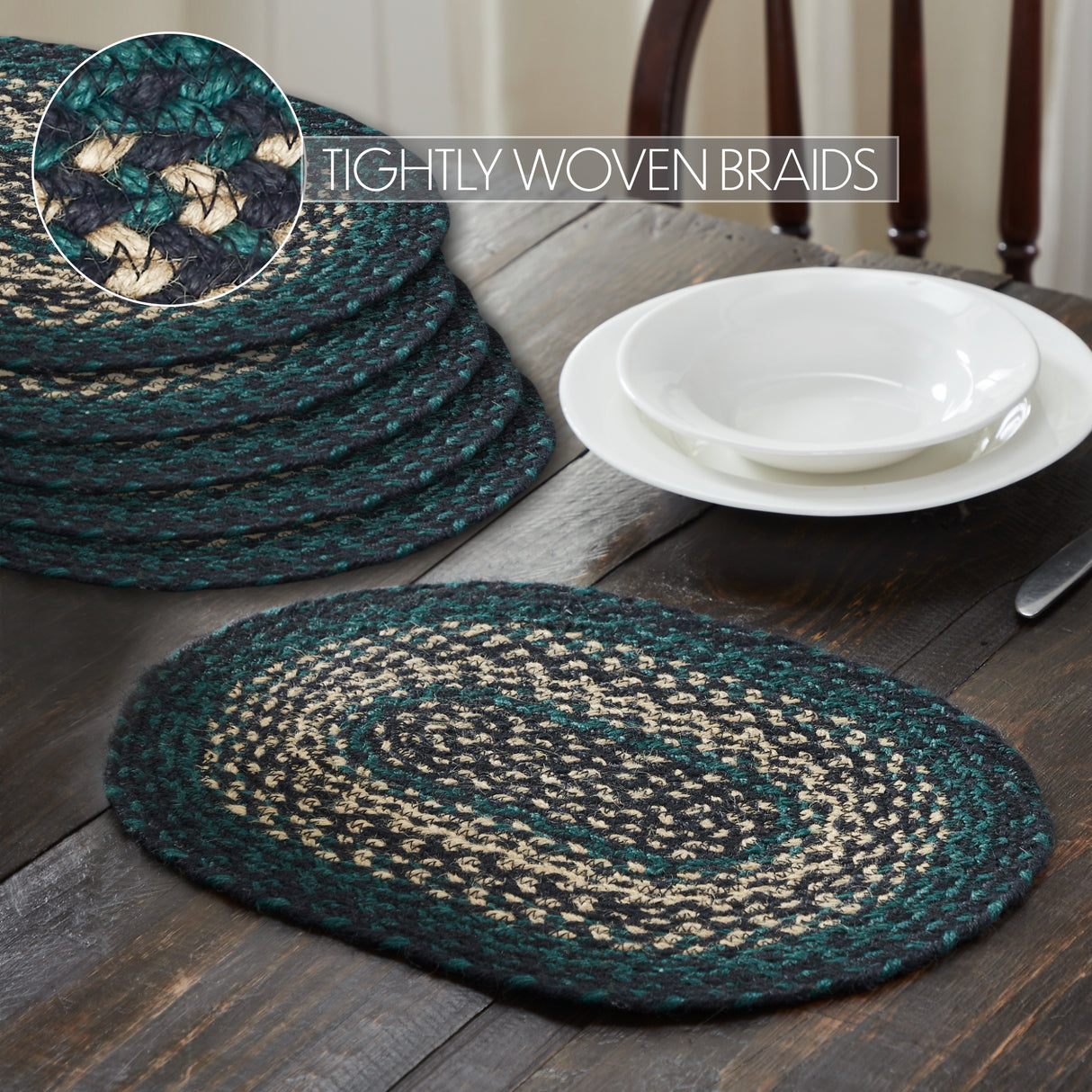 Pine Grove Jute Oval Placemat Set of 6 10x15