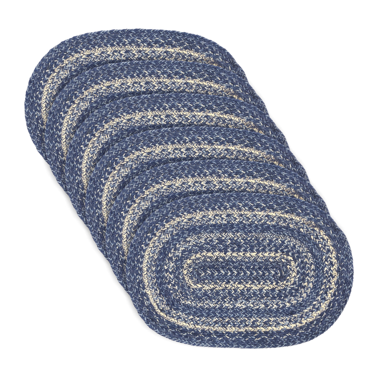 Great Falls Blue Jute Oval Placemat Set of 6 12x18