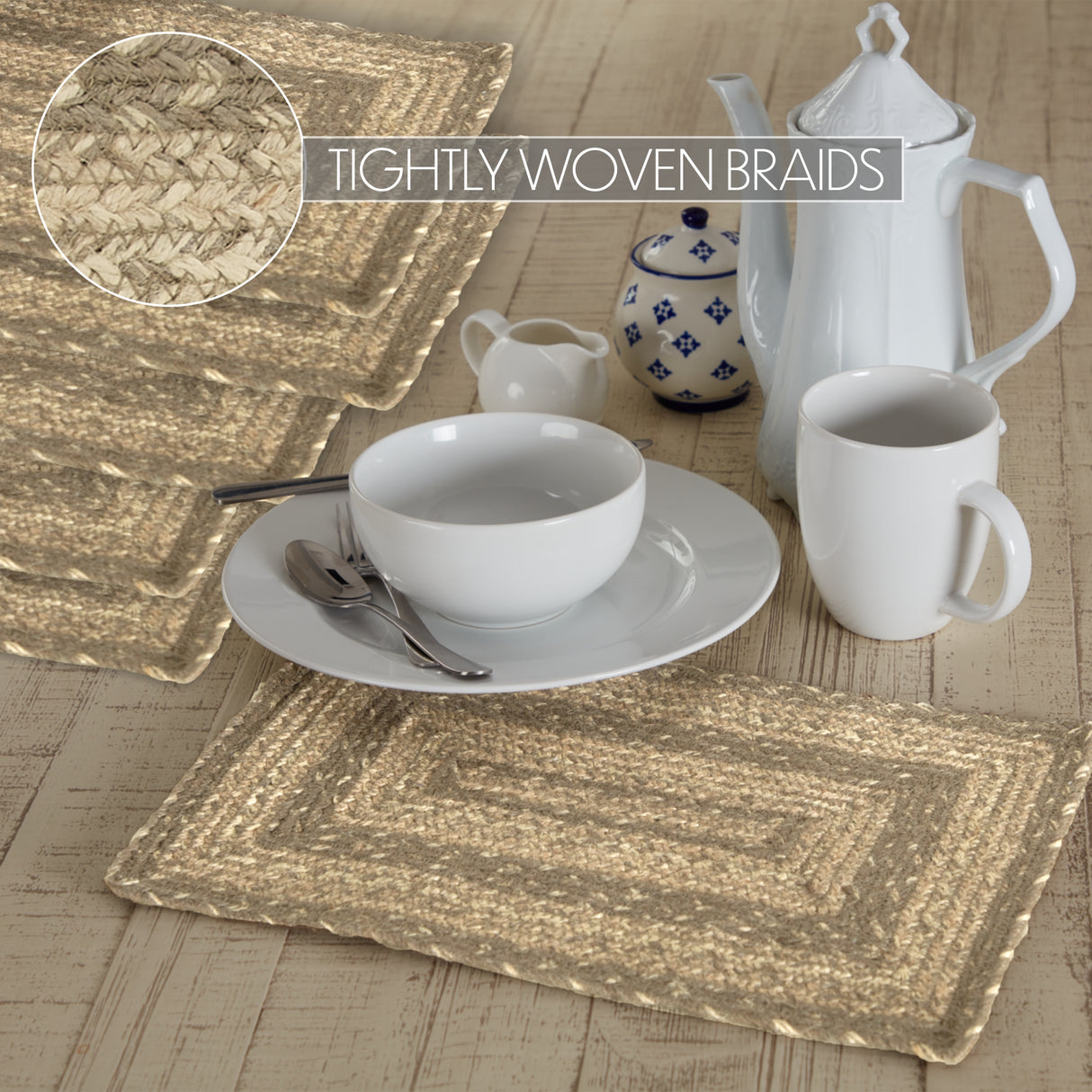 Cobblestone Jute Rect Placemat Set of 6 10x15