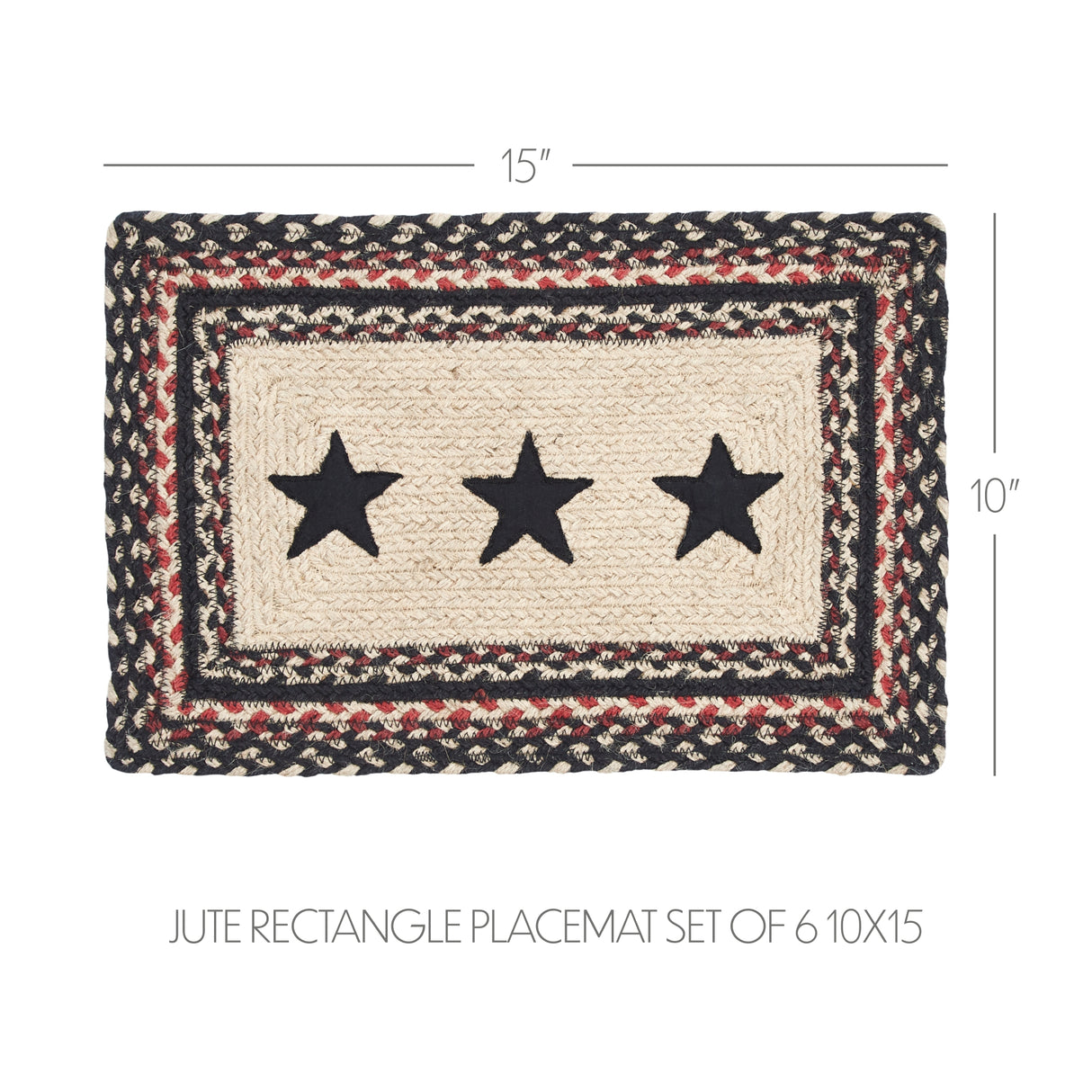 Colonial Star Jute Rect Placemat Set of 6 10x15