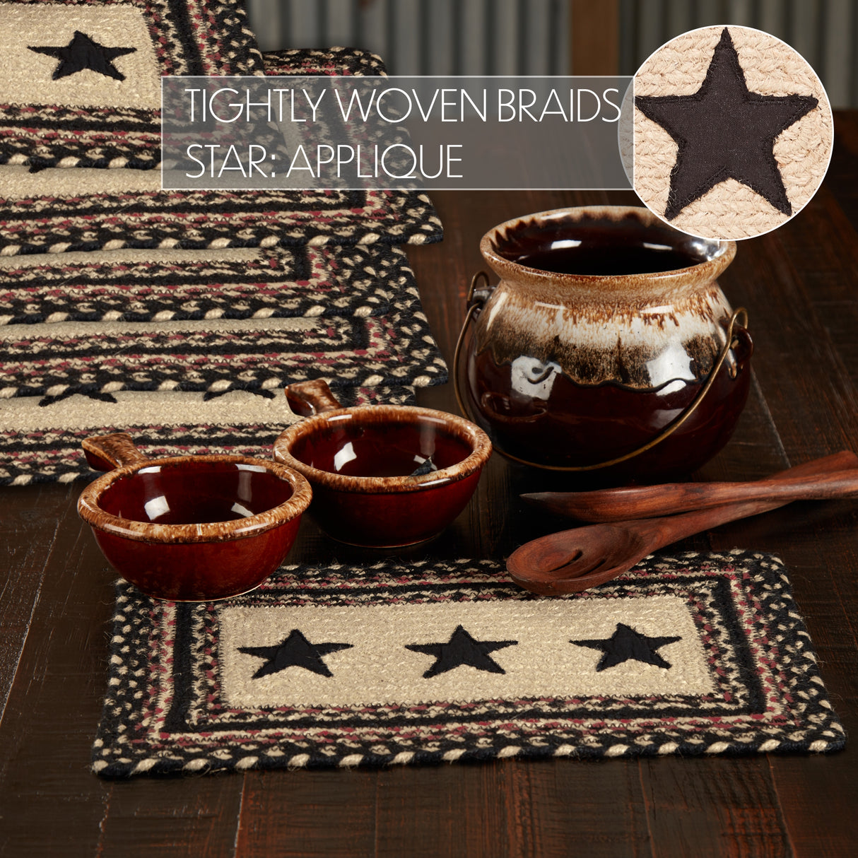 Colonial Star Jute Rect Placemat Set of 6 10x15