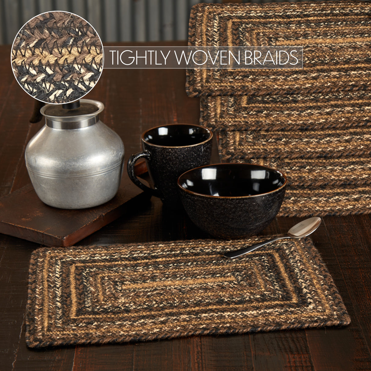 Espresso Jute Rect Placemat Set of 6 10x15