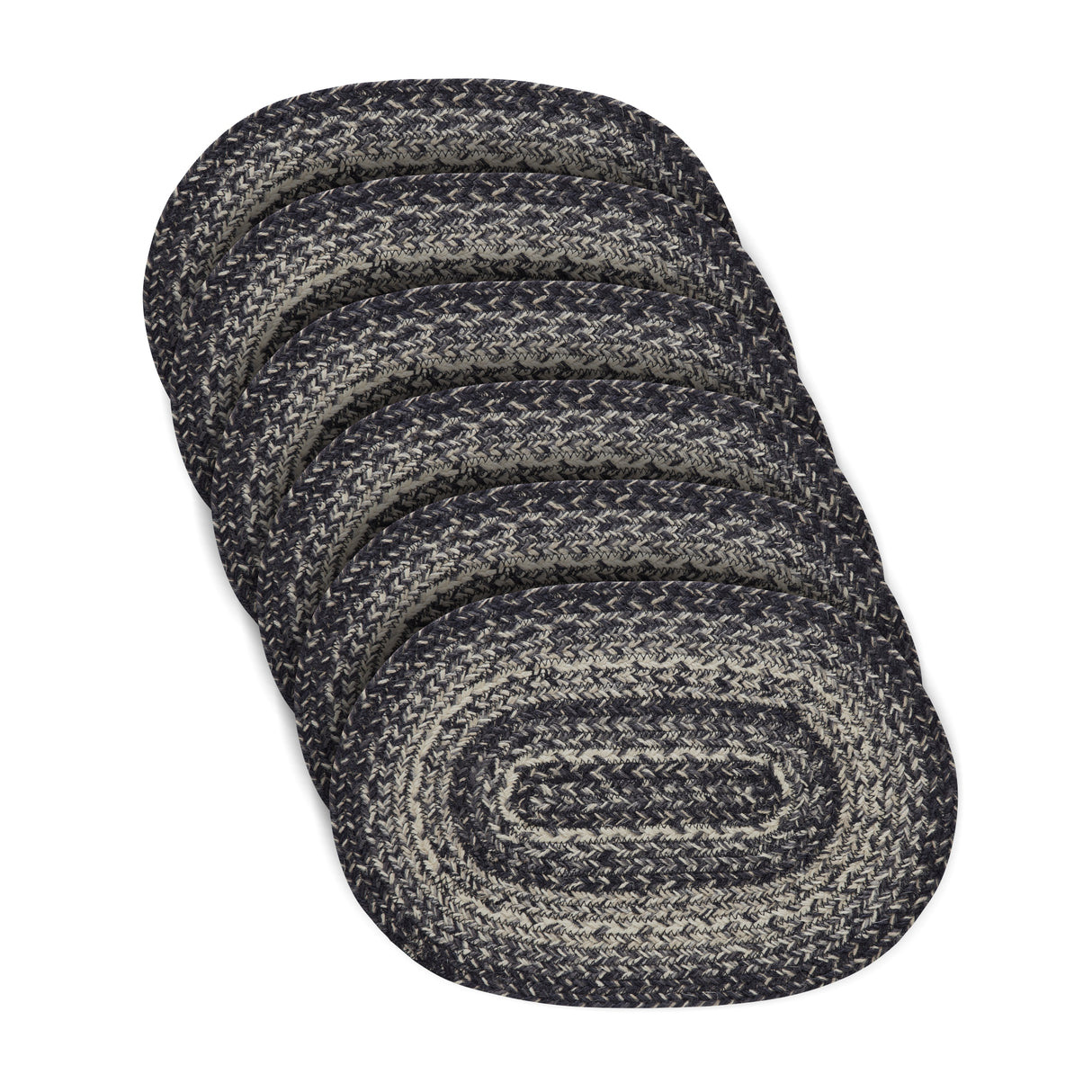Sawyer Mill Black White Jute Oval Placemat Set of 6 10x15