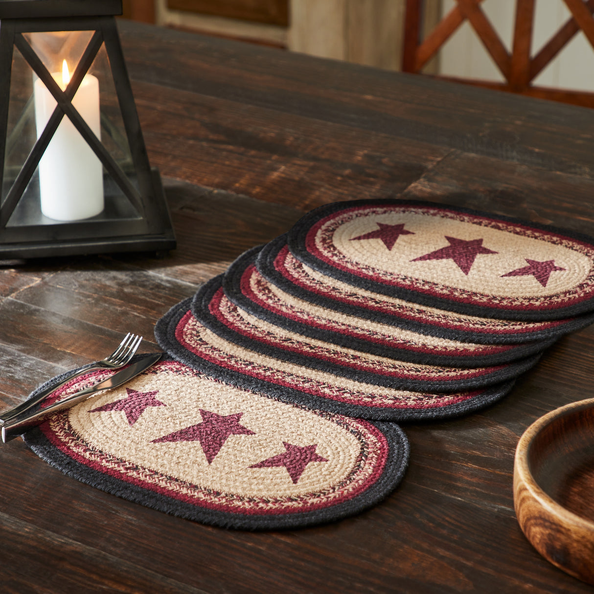 Connell Oval Placemat Stencil Stars Set of 6 10x15