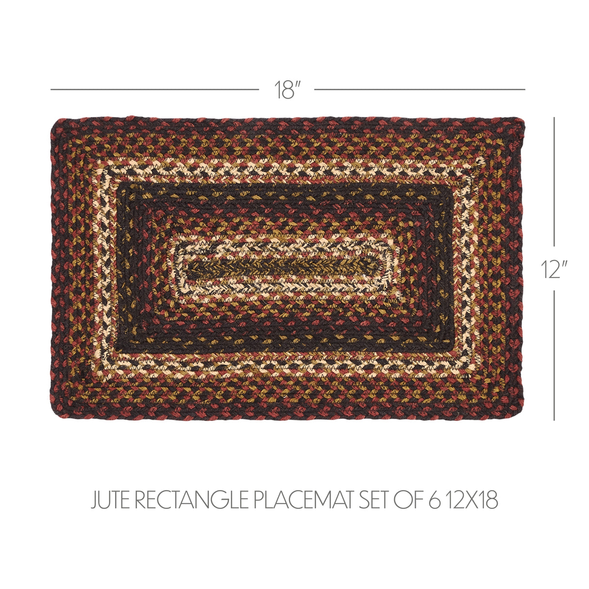 Beckham Jute Rect Placemat Set of 6 12x18