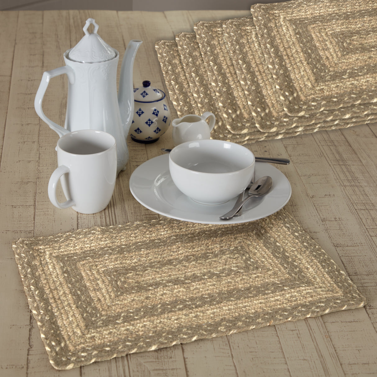 Cobblestone Jute Rect Placemat Set of 6 12x18